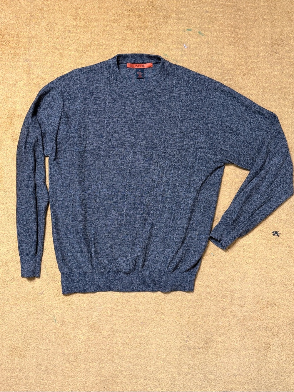 Vintage Silk Geometric Crewneck Sweater - Heather Navy